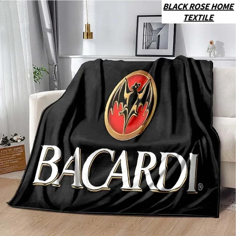 Fashionable Art Print Bacardi Rum Logo Blanket Family Bedroom Bed Sheet Outdoor Car Travel Camping Picnic Plush Sleeping Blanket