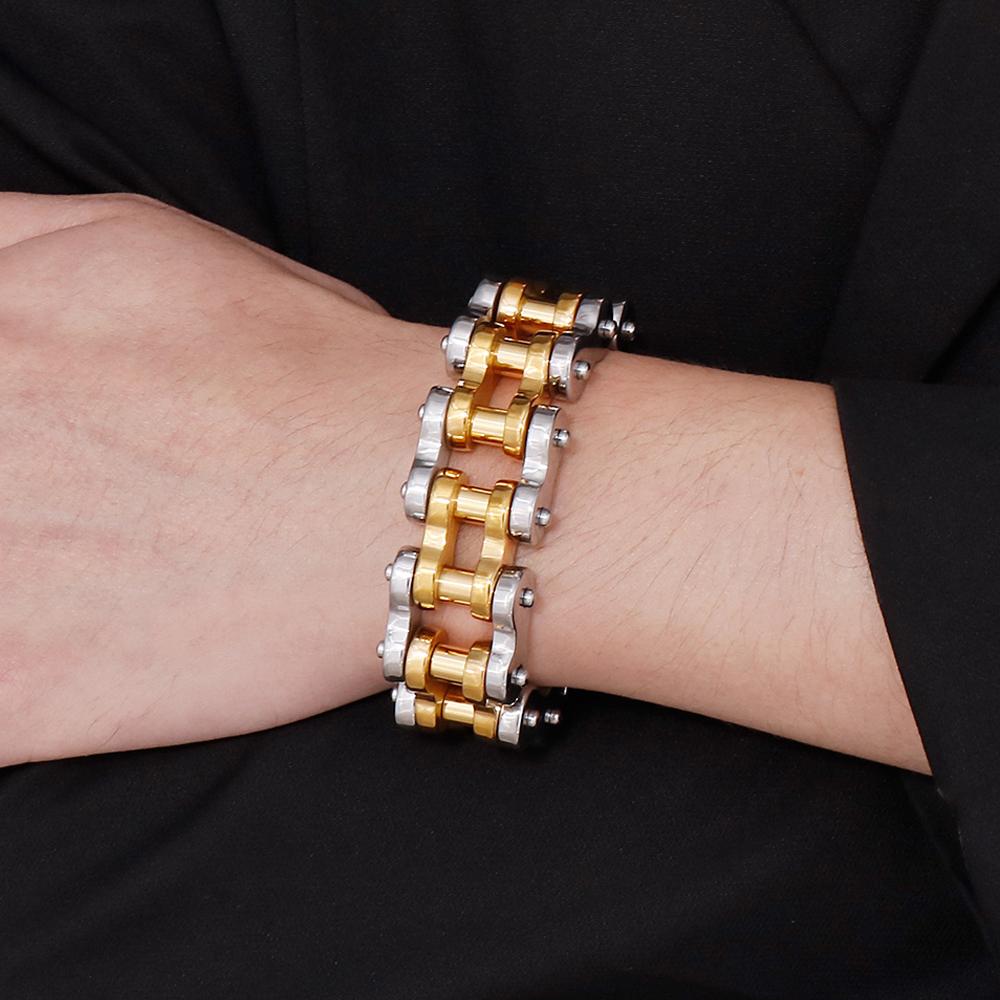 Массивный браслет-цепочка для велосипеда и мотоцикла шириной 22 мм для мужчин в стиле панк-рок, тяжелые мужские велосипедные браслеты из нержавеющей стали