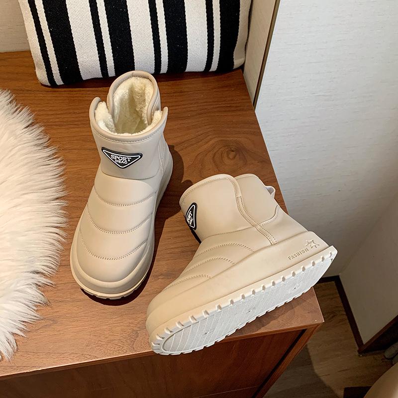 Женские зимние бархатные высокие зимние ботинки 2024 года — теплая, стильная повседневная обувь в корейском стиле (Модель КТ2822)