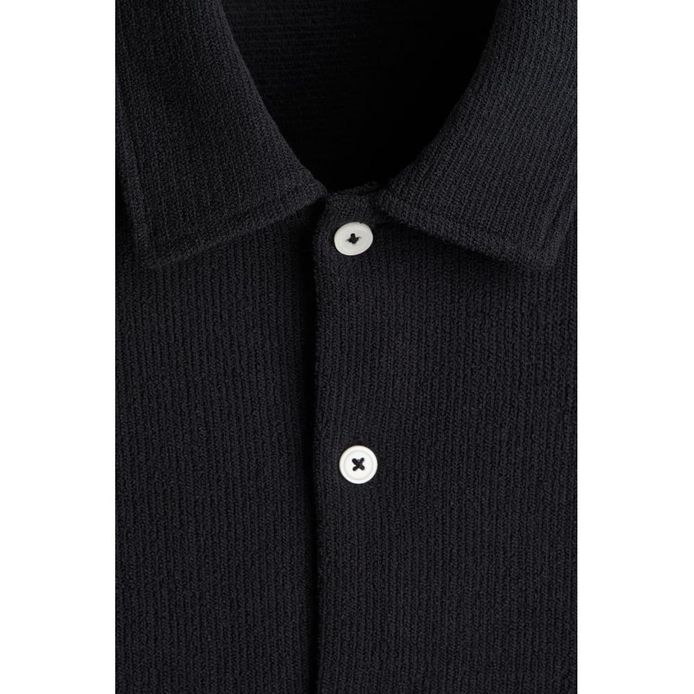 Рубашка из джерси HM Regular Fit с коротким рукавом, темно-синяя