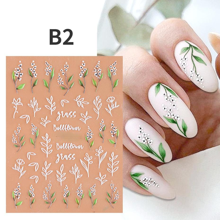 5D Flower Nail Stickers,3D Embossed Flower Nail Stickers Self Adhesive Nail Art Stickers 5D Flower Nail Design Nail Supplies DIY Nail Decoration