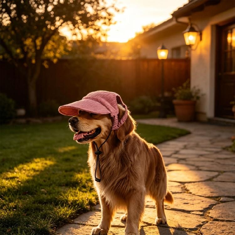 Pet Baseball Cap for Small Puppy Animals, Open-Ear Baseball Cap with Rear Stretch Panel and Sun Shade Front for Outdoors