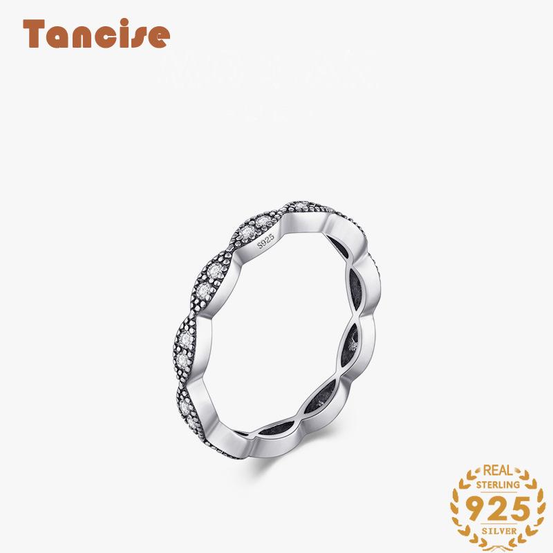 Tancise Classic стерлингового серебра 925 пробы кольцо с цирконом женские ювелирные изделия свадебное обещание вечерние подарок