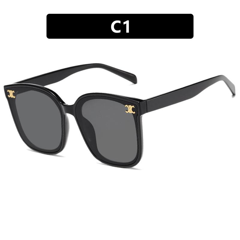 Retro square sunglasses, high-end sunglasses, large frame, new sunglasses, round face and thin sunglasses.