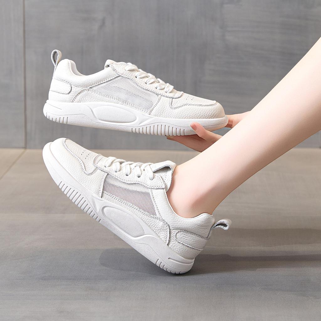 Platform White Shoes Women's Summer New Trend Versatile Mesh Breathable Casual Board Shoes Lace-up Sports Women's Shoes