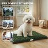 Dog Mat with Tray and Artificial Grass, 63 x 50.5 cm, Green