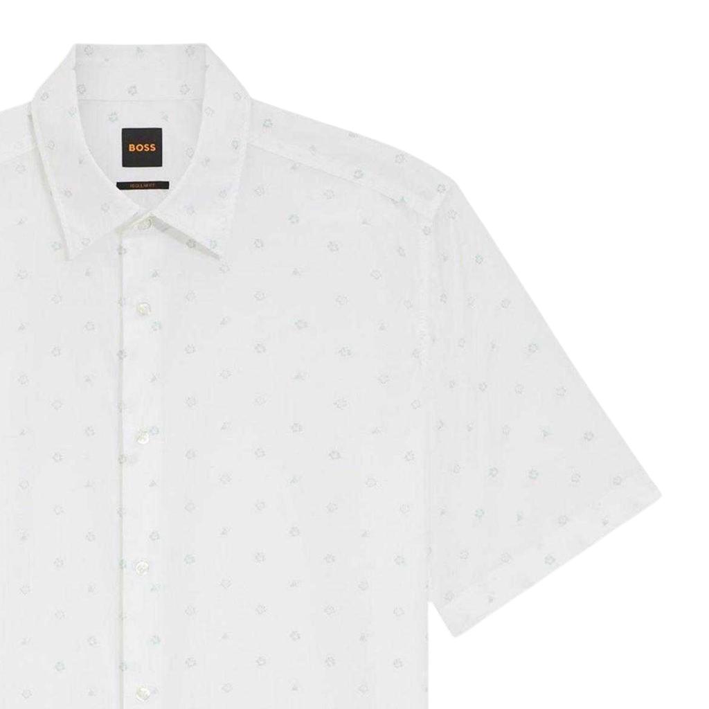 Boss Mens Microprint Regular Short-Sleeved Shirt