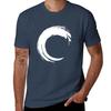Minimalist Black And White Enso Circle Design Abstract Tshirt Relaxed Fit Casual Short Sleeve Top