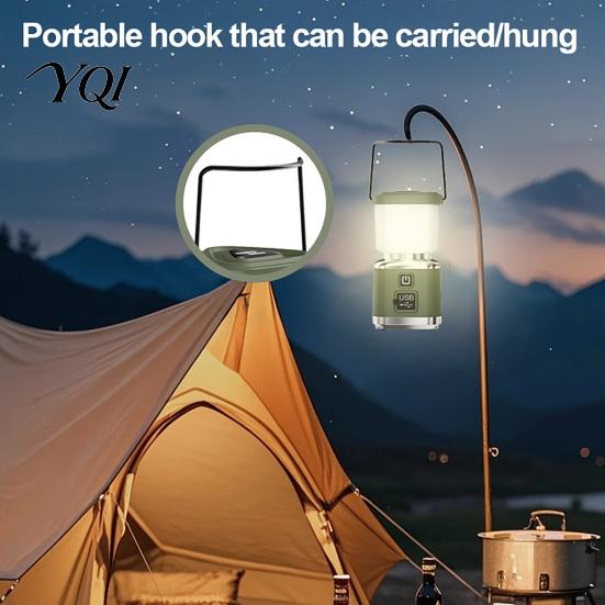 Portable LED Lantern Camping Light with 4 Lighting Modes, USB-C Rechargeable Tent Emergency Camp Lamp, Stepless Dimming for Outdoor Hiking Work