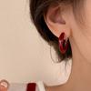 Серебряная игла S925 Ангола Красный Большой Кольцо Серьги Нишевый Дизайн Простые Кольца Серьги 2026 Пусеты