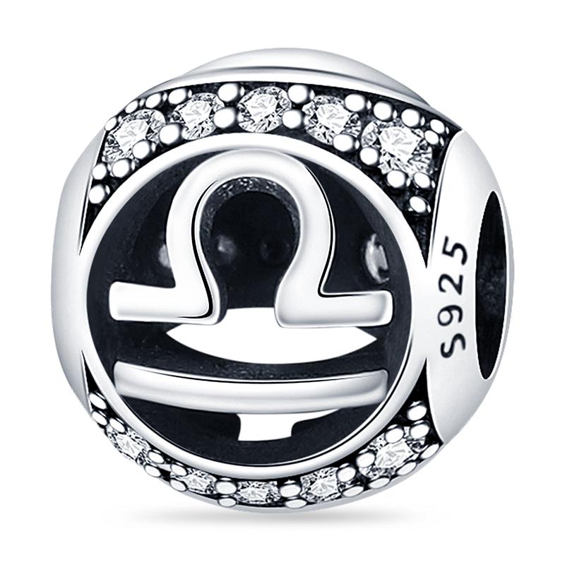 925 Silver Twelve Constellations Leo Aries Virgo Round Charms Beads Fit Qikaola Bracelets DIY Birthday Jewelry Gifts