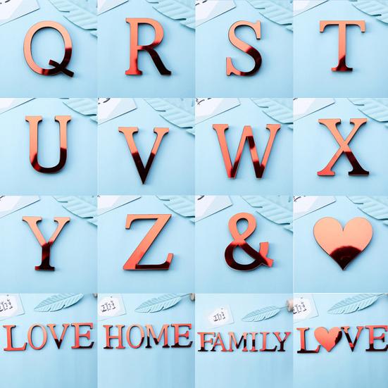 Mirror Letter Wall Sticker Acrylic English Letter Sticker Peel And Stick