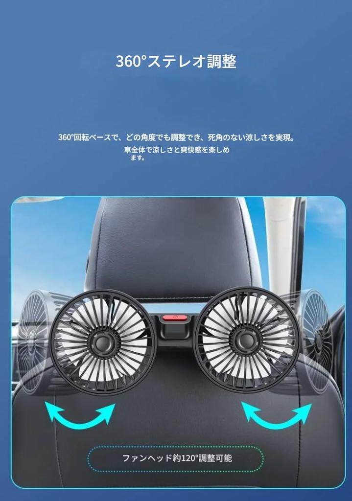 Zmart Охлаждающий вентилятор на спинку сиденья автомобиля с 3 регулируемыми потоками воздуха, двойной USB, шейный, автомобильный, удобный, для автомобиля, компактного автомобиля, настройки вентиляции, для головы, 360 градусов