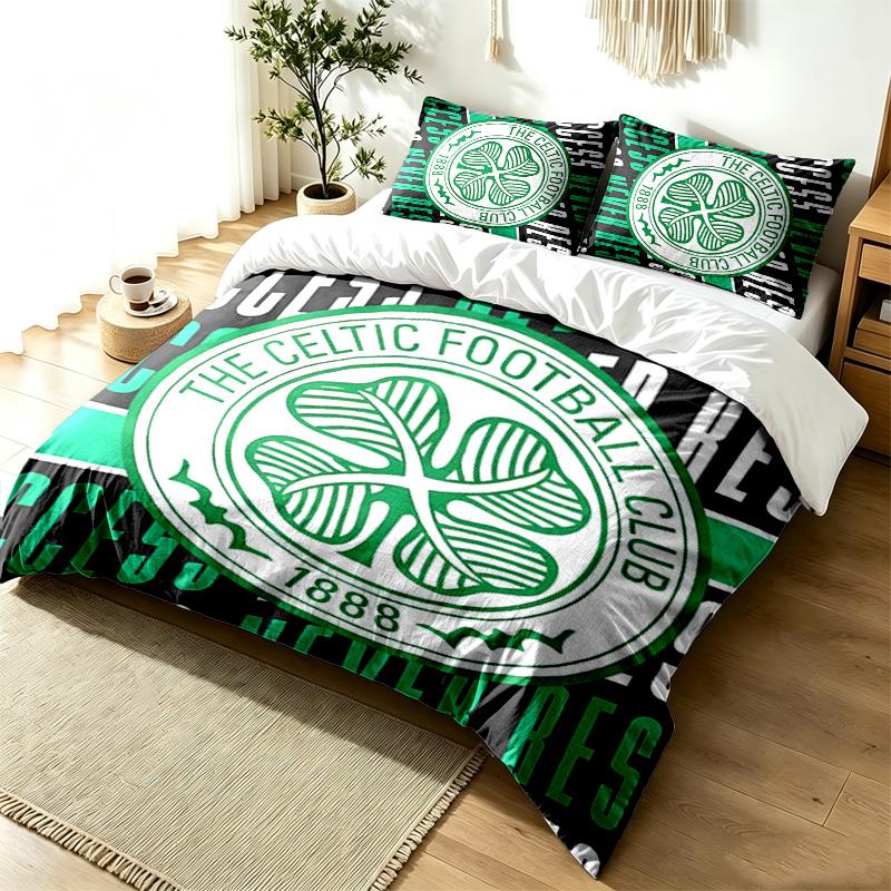 Celtic Football Club 3pc Duvet Cover Set Simple Modern Bedding Set Wrinkle Resistant Soft Fabric All Season Use a perfect gift