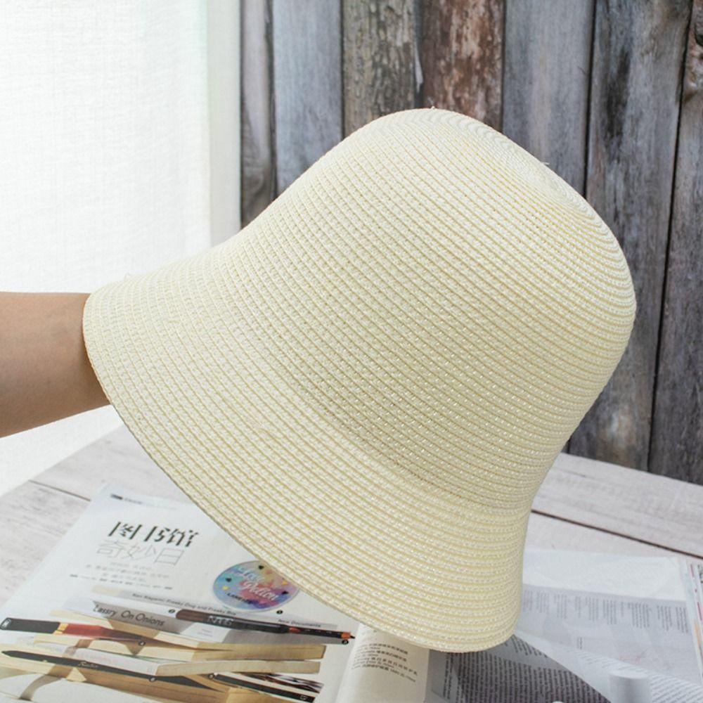 Дышащая женская соломенная шляпа-ведро, однотонная летняя дорожная солнцезащитная шляпа, модная шляпа рыбака