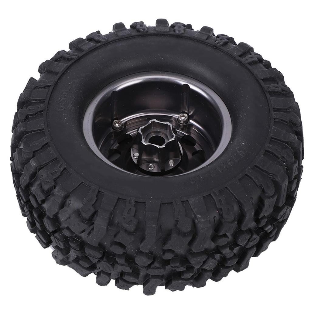4pcs RC Universal Crawler Rubber Tire Metal Wheel Hub RC Car Accessory Couleur Titane