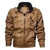 Мужская повседневная кожаная куртка зима-осень Военная Униформа Мотоцикл Байкер Пилот-бомбардировщик Куртки из искусственной кожи