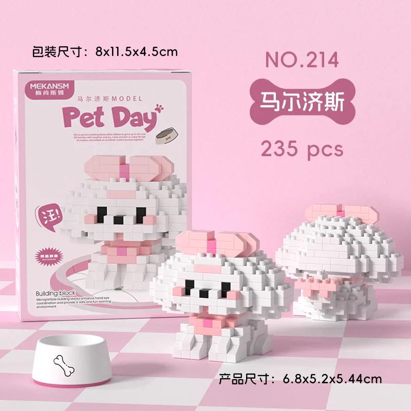 Animal Micro Building Blocks Sets Ocelot Ragdoll Cat Dog 3D Model Husky Collie Mini Figure Brick Toys Schnauzer For Kids Gift