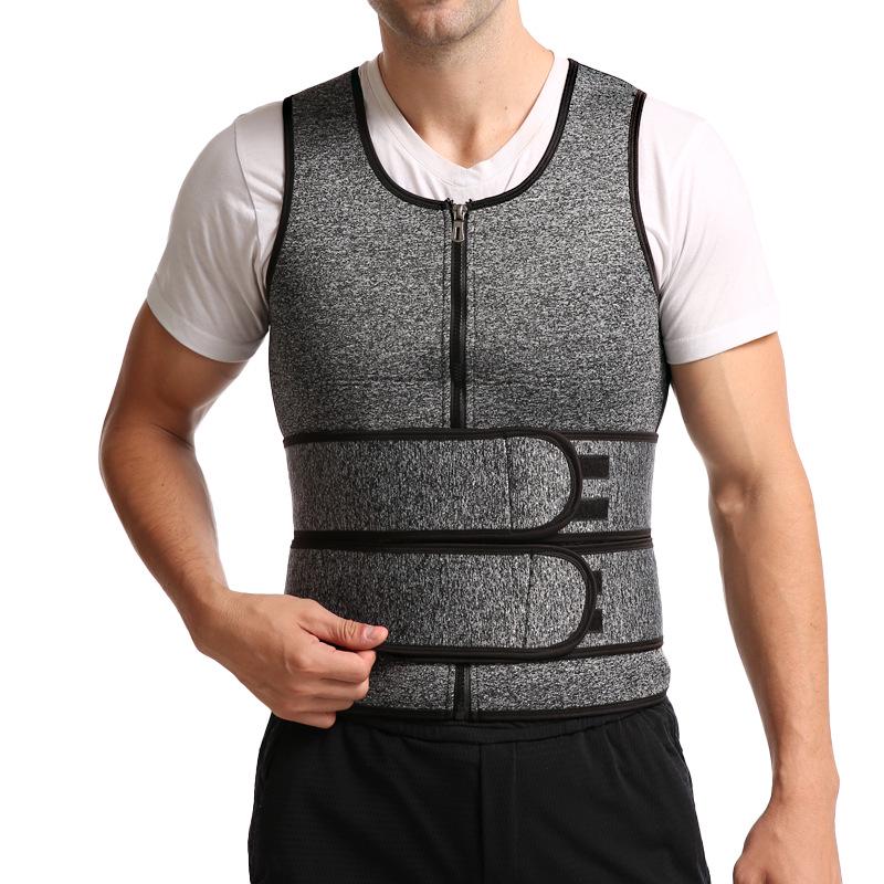 Men's Double Belt Vest Shapewear with Reinforced Sweat-Enhancing Rubber Corset for Waist and Abdomen Support