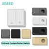 BSEED Механический выключатель штор Электрический выключатель роллет Настенный кнопочный выключатель для жалюзи Большая панель Пластик Стандарт ЕС