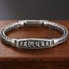 Domineering Fashion S925 Thai Silver Men's Bracelet Six-character Mantra Weaving Trend Retro Chopin Chain