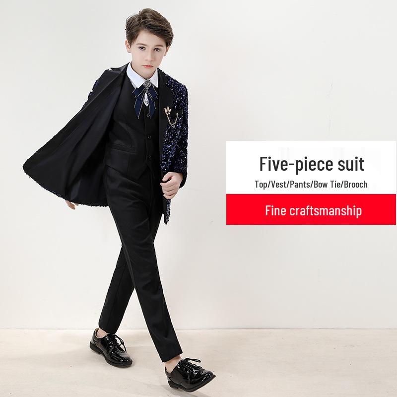 Красивый мальчишеский смокинг: Комплект с пайетками для выступлений и подиумов