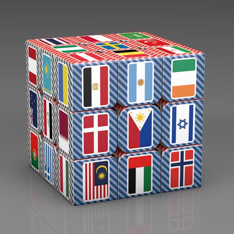 3x3x3 Magic Puzzle Cube Printing National Flag Pattern Packing Cubo Childrens Gifts Educational Fidget Speed Cube Toys For Kids