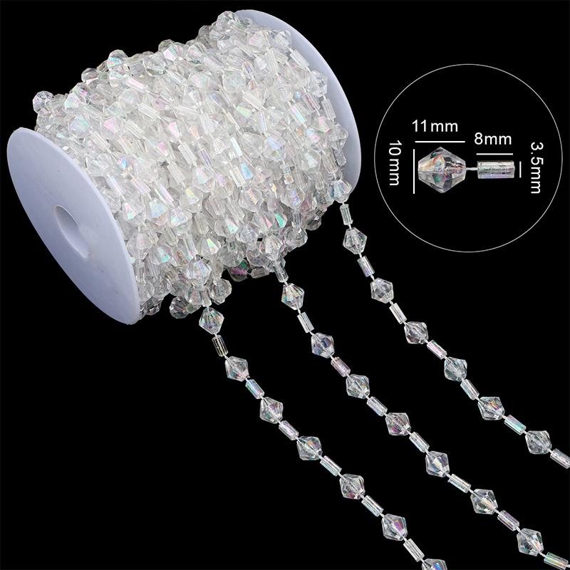 17-60Meter Imitation Pearl Acrylic Beaded Chain Trim Garland Strand for Door Curtain Wedding Decoration DIY Embellished Accessories