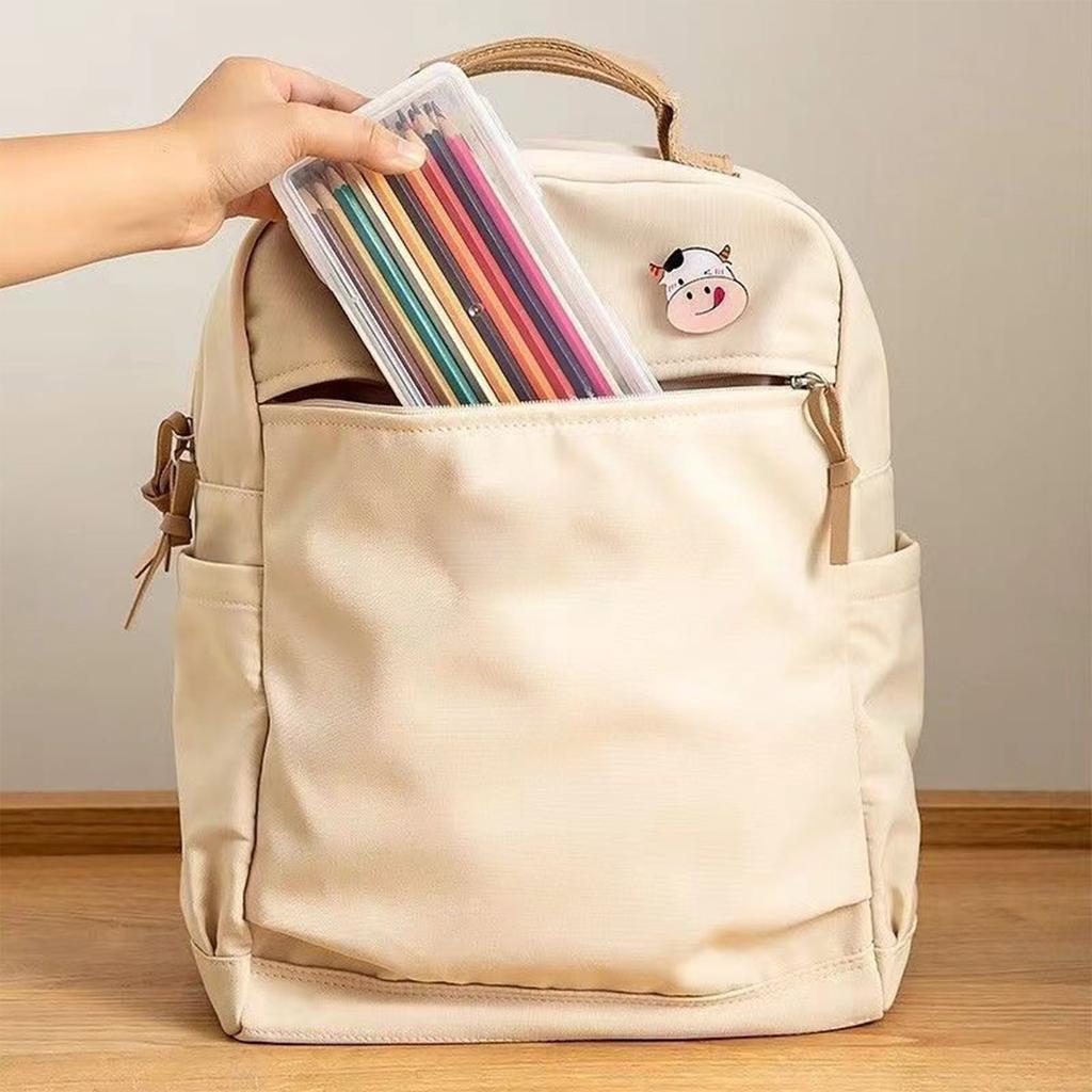 Pencil Storage Box, Transparent Stationery Box, Plastic Children's Desktop Pen Holder, Colored  Crayons, Colored Pen Bag, Marker Pen