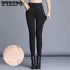 Autumn and Winter Plus Velvet Pants Women's High Waist All-match Black Outer Wear Leggings Fat MM Stretch Trousers