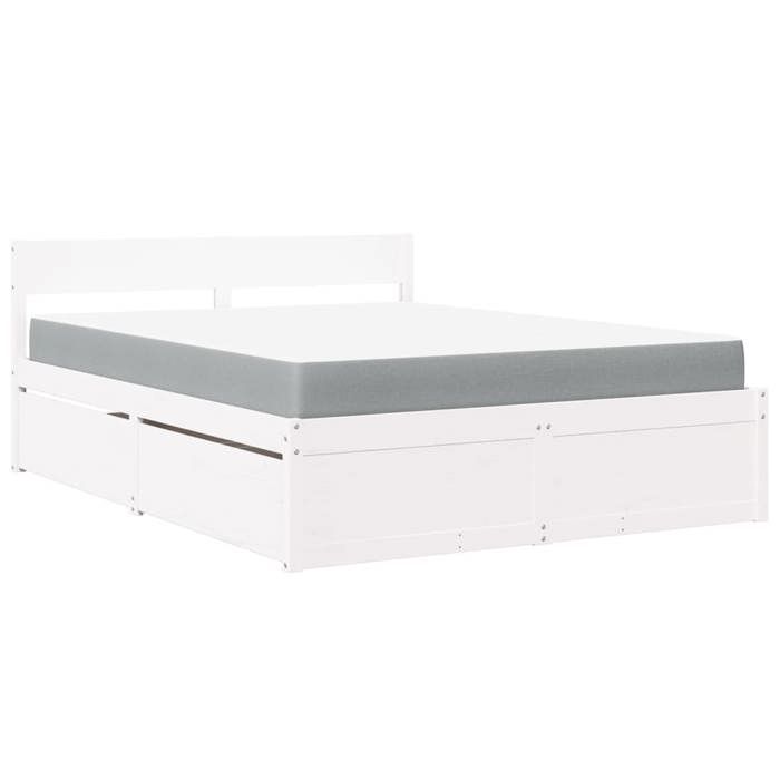 VidaXL Lit avec tiroirs et matelas blanc 160x200 cm bois massif de pin, meuble de chambre à coucher, lit en bois, lit avec 3281893