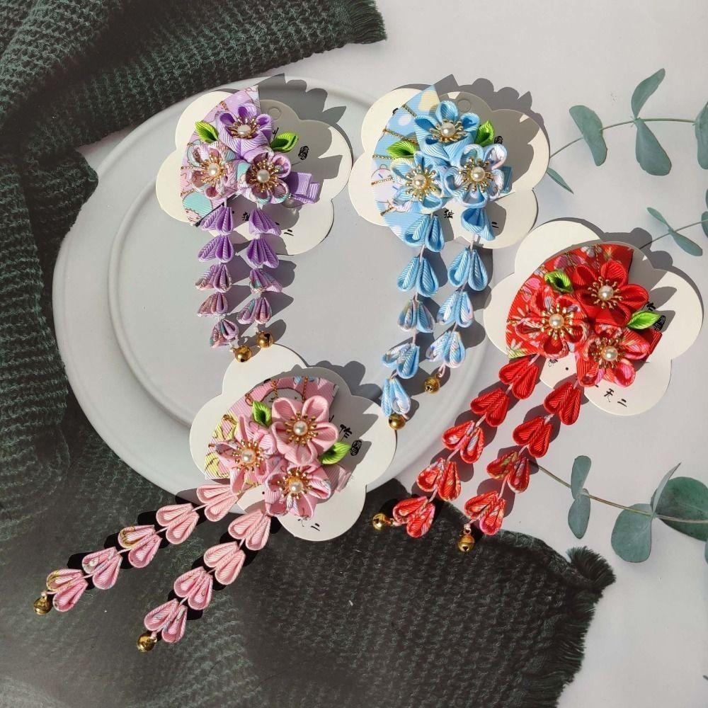 Японский стиль, японское кимоно, головной убор, заколка с цветочной кисточкой, милые аксессуары для волос