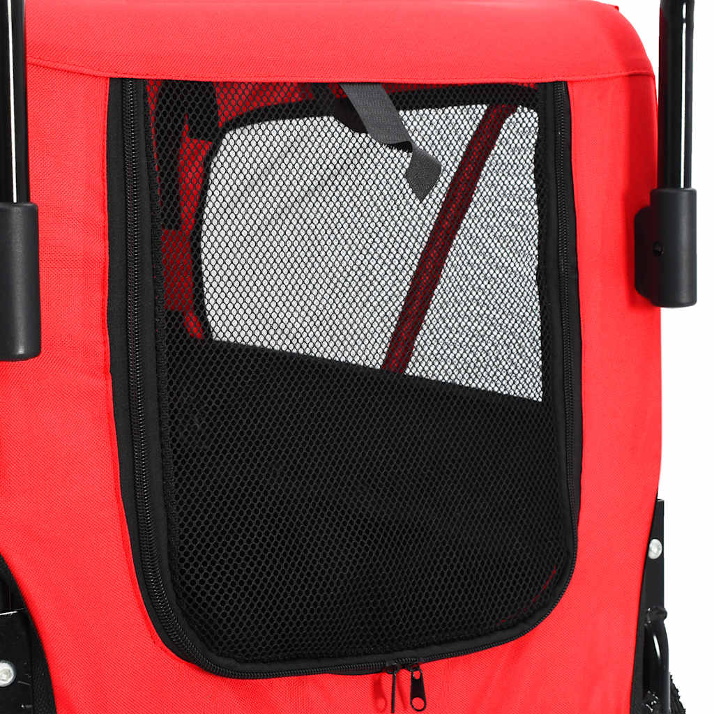 2 in 1 Dog Bicycle Trailer and Stroller Red and Black