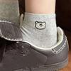 3Pairs Sweet Embroidered Bear Socks Ins Style Short Tube Socks Women Cute Sweet Ankle Socks  Lady