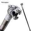 Silver Resin Leopard Head Walking Cane Fashion Decorative Steel Stick Gentleman Elegant Cosplay Cane Knob Crosier 94cm