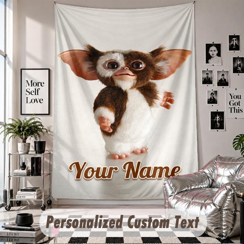 Custom Tapestry Wall Hanging, Gremlins Gizmo Personalized Name Text Home Wall Decor