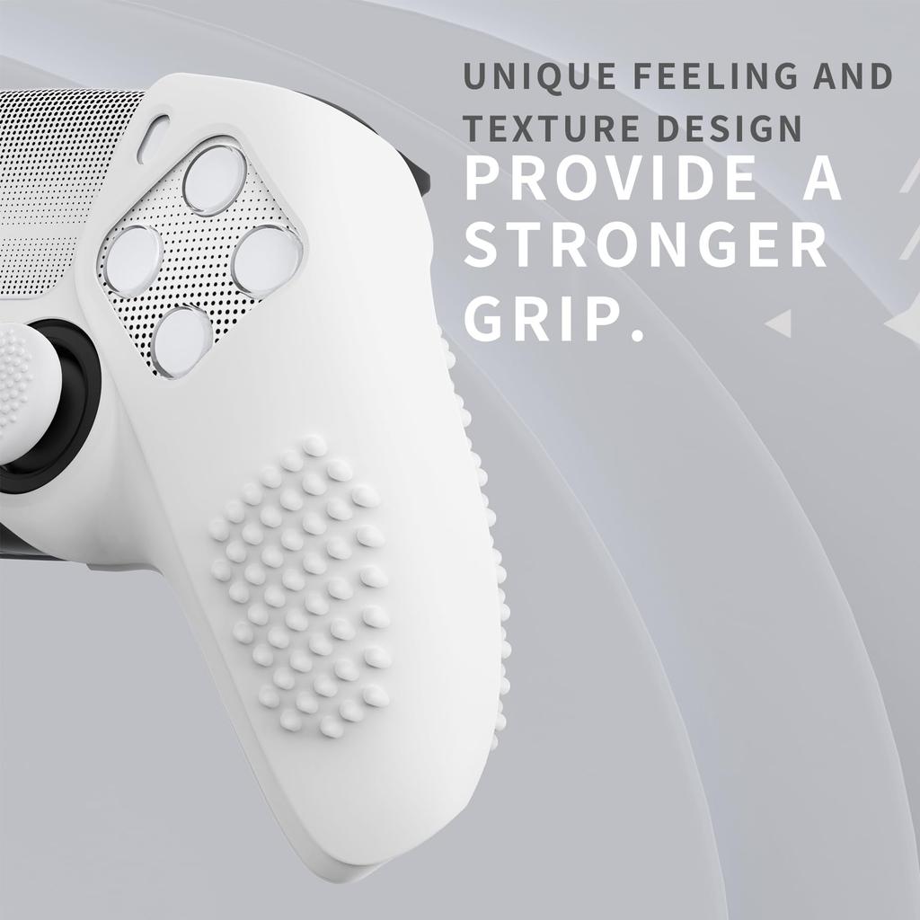 Protective Cover for PlayVital Ps5 Improved Silicone Cover Compatible with Charging 12 Thumb Grip Caps and 4 Stickers 3D Stud and Shockproof