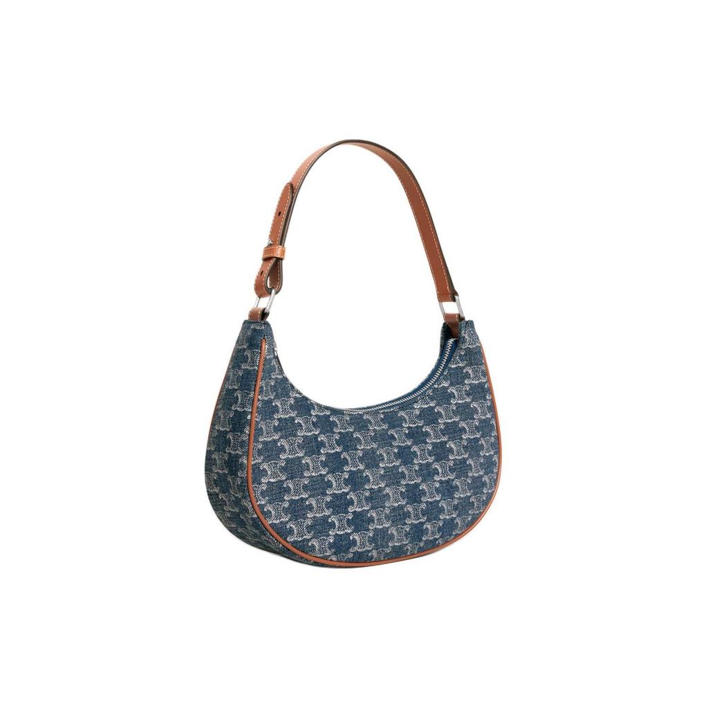 Celine Ava Silver Logo Print Fabric And Leather Trim Tote Bag Women Handbags Blue 193952FNM-05DS