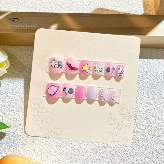 12 шт. детские накладные ногти с героями мультфильмов, милый рождественский тематический узор, тисненый пресс на ногтях, самоклеящиеся накладные ногти, художественное украшение «сделай сам»