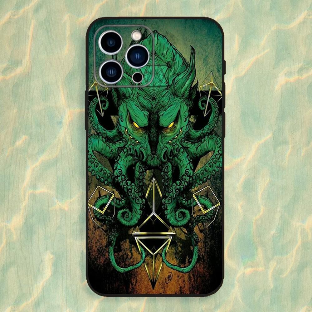 Mythos Art Cthulhu Phone Case For iPhone 16,15,14,13,12,11 Plus,Pro Max,XS,X,XR,SE,Mini,8,7,Soft Silicone Black Cover