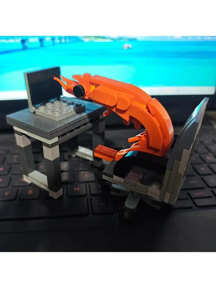 Random Mix MOC Shrimp Figures Building Blocks - Novelty Puzzle Assembly Toy, Creative Animal Model, Unique Birthday Party Gift