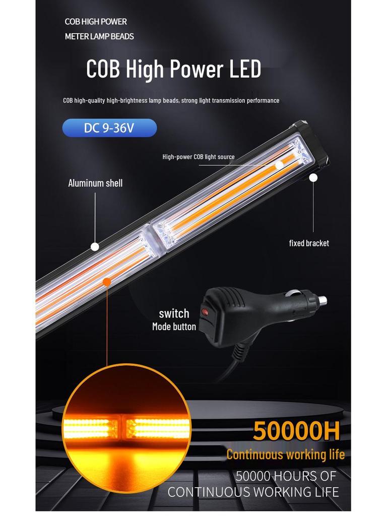 COB Single Row Light for Car Grille, Truck Roof, Rescue Warning, and Bumper Strobe.
