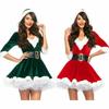 Санта Женский Девушки Клаус Рождественский Костюм Косплей Леди Рождественский Наряд Платье Фантазийное