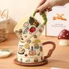 Детская забавная, милая керамическая кружка с крышкой, граффити, подарок на день рождения, для питьевой воды дома, ценная чашка для воды, сувенирный подарок для девочки