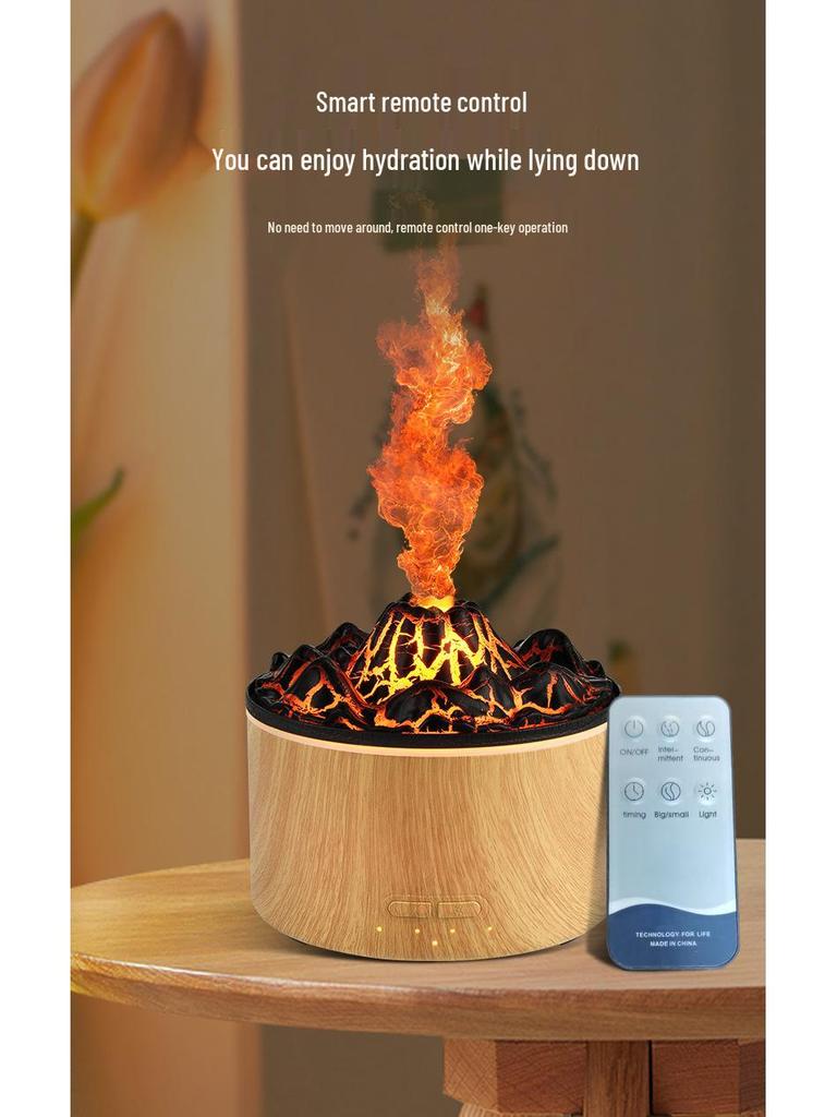 Large Capacity Volcano Flame Humidifier & Aroma Diffuser for Hotel Bedrooms