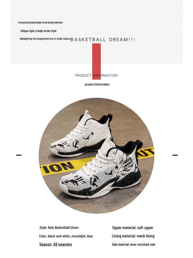 New Spring Men's Basketball Shoes: Breathable Mesh Sneakers for Youth, Students, and Big Children. Large Sizes Available.