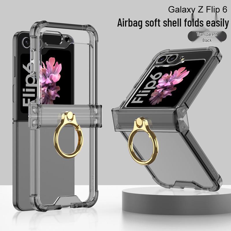 Защитный чехол Samsung Z Flip6 с кольцом-держателем на шарнире, Полное покрытие, Защита от падений. Подходит для мужчин и женщин.