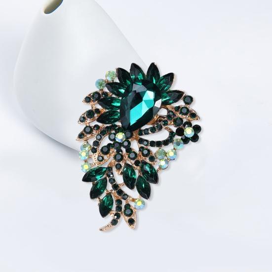 Elegant Colorful Rhinestone Irregular Brooch Shape Vibrant Color Glass Pin Shawl Scarf Suit Collar Badge