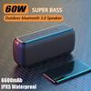 60W Subwoofer 6600mAh Portable TWS Wireless Bluetooth Speaker Deep Bass Outdoor Stereo IPx5Waterproof Moisture Proof Speakers Military Quality