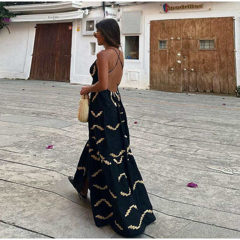 Летнее платье с открытой спиной и рукавами, сексуальное женское платье с V-образным вырезом и высокой талией